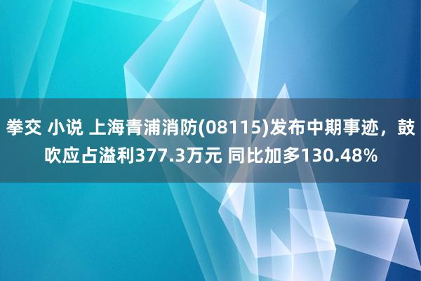 拳交 小说 上海青浦消防(08115)发布中期事迹,鼓吹应占溢利377.3万元 同比加多130.48%