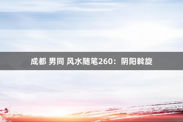 成都 男同 风水随笔260:阴阳斡旋