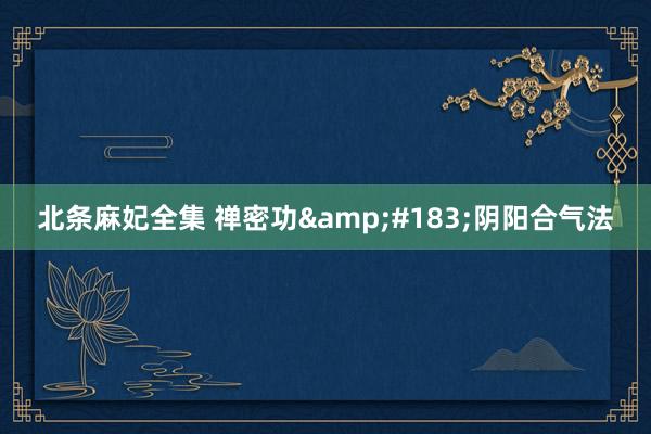 北条麻妃全集 禅密功·阴阳合气法